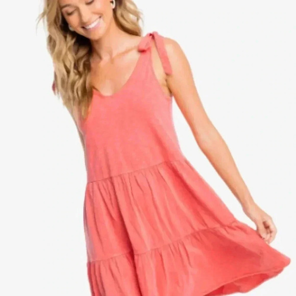 Nicole Sun Farer Tiered Tank Dress Southern Tide Coral - Picture 1 of 7
